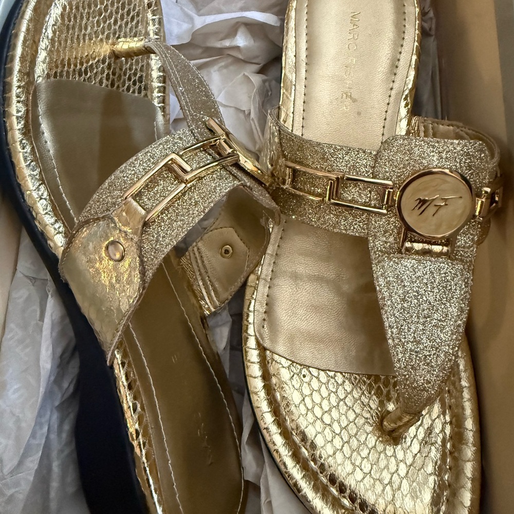 Marc Fisher Glittering Gold Sandals